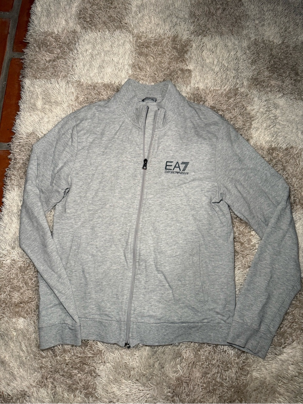 Emporio Armani EA7 Light Gray Zip-Front Track Jacket